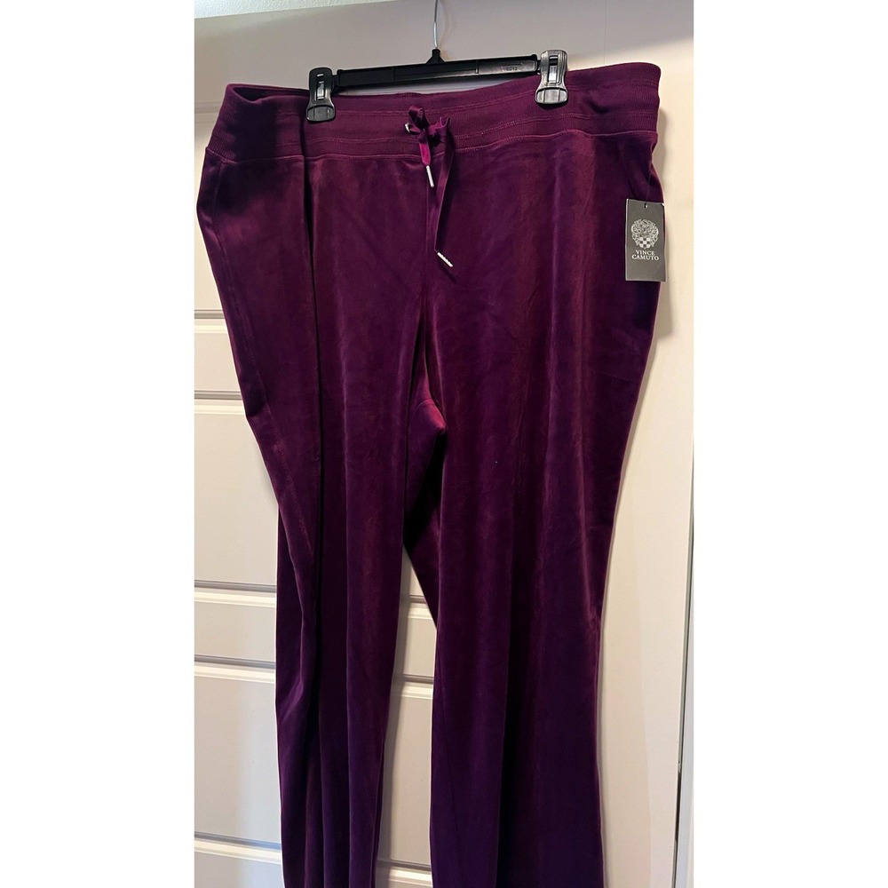 Vince Camuto Women's Purple Solid Jogger Pants Drawstring Flat Front Logo 3X